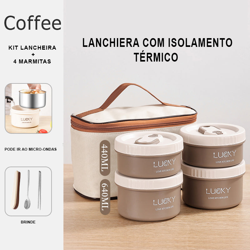 LUCKY STYLE  -  LANCHEIRA E MARMITA TÉMICA SUPER ESTILO PARA LEVAR COMIDA PARA O TRABALHO, PASSEIO OU ACADEMIA