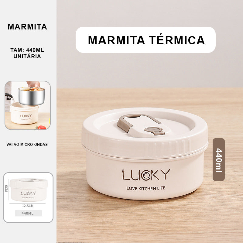 LUCKY STYLE  -  LANCHEIRA E MARMITA TÉMICA SUPER ESTILO PARA LEVAR COMIDA PARA O TRABALHO, PASSEIO OU ACADEMIA