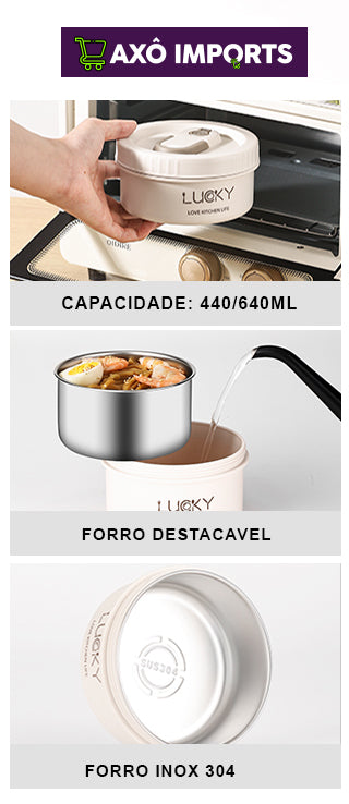 LUCKY STYLE  -  LANCHEIRA E MARMITA TÉMICA SUPER ESTILO PARA LEVAR COMIDA PARA O TRABALHO, PASSEIO OU ACADEMIA