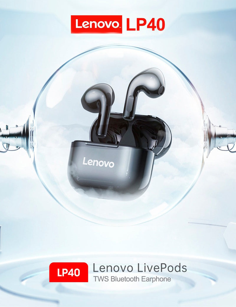 Lenovo Fone sem fio Bluetooth LP40